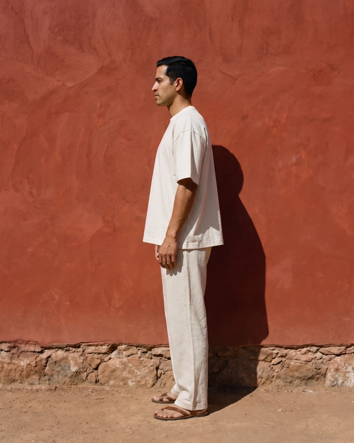 Camiseta Cerdeña en blanco, de perfil
